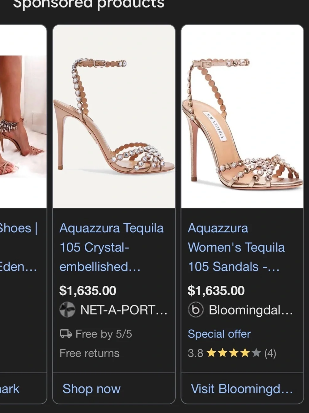 Aquazzura Brown Crystal-Strap Heeled Sandals - Picture 2 of 7